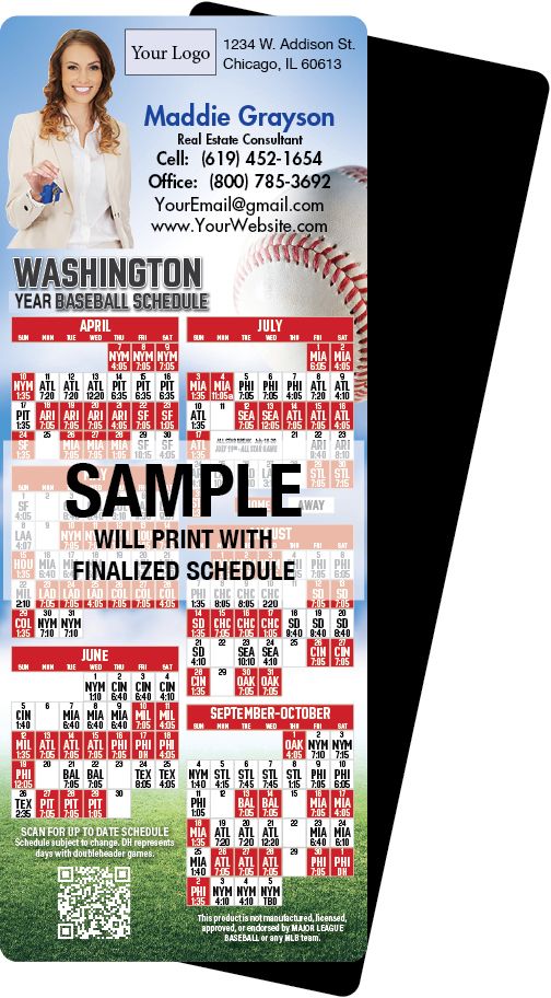 Real Estate Baseball Schedules, Magnetic Sports Calendars for Realtors